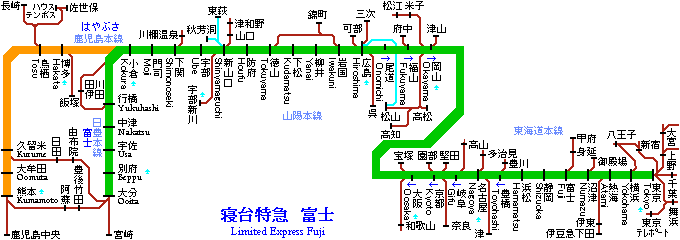 寝台特急富士路線図(GIF-11k)